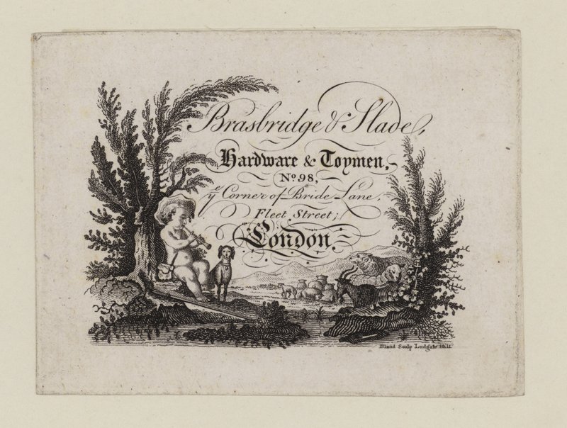 Hardver és Toyman, Brasbridge és Slade, kereskedelmi kártya alkotó: English School