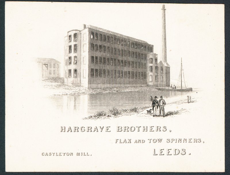 Hargrave Brothers, len- és kócfonók, kereskedelmi kártya alkotó: English School