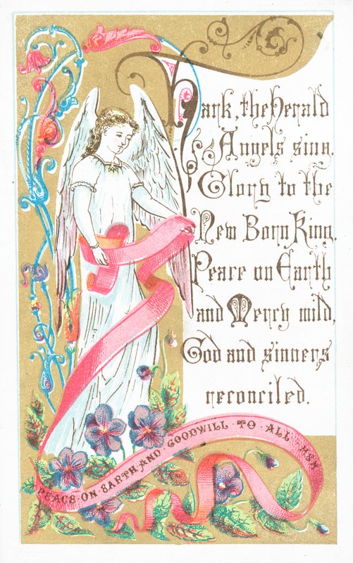 Hark The Herald Angels énekel, karácsonyi üdvözlőlap alkotó: English School
