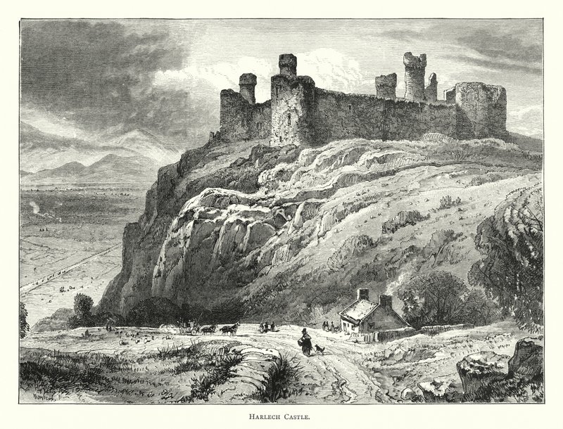Harlech kastély (metszet) alkotó: English School