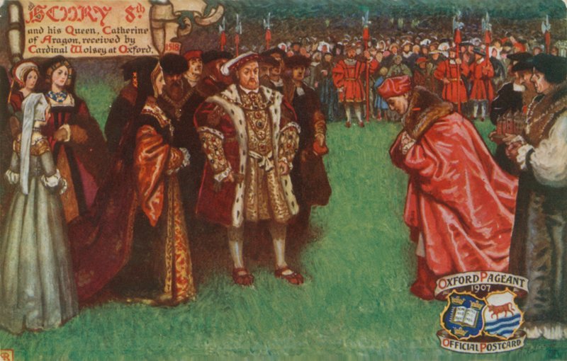 8. Henriket és királynőjét, Aragóniai Katalint Wolsey bíboros fogadta Oxfordban, 1518 alkotó: English School
