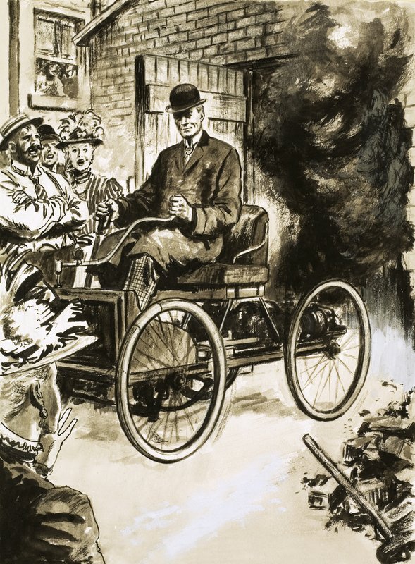 Henry Ford az első „ló nélküli kocsijával” alkotó: English School