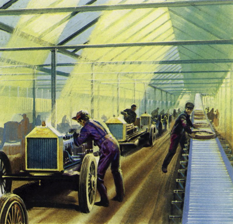 Henry Ford gyártósoros munkára vonatkozó ötlete forradalmasította a gyártást alkotó: English School