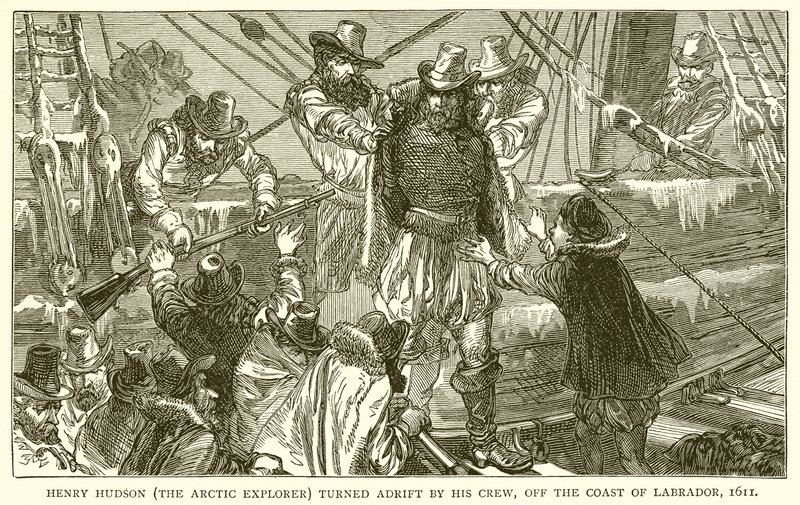 Henry Hudson (az Északi-sarkvidék felfedezője) a legénysége által elsodort, Labrador partjainál, 1611 alkotó: English School