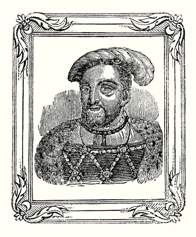 VIII. Henrik 1490-ben született, 1509-ben koronázták meg, 1547-ben halt meg (metszet). alkotó: English School