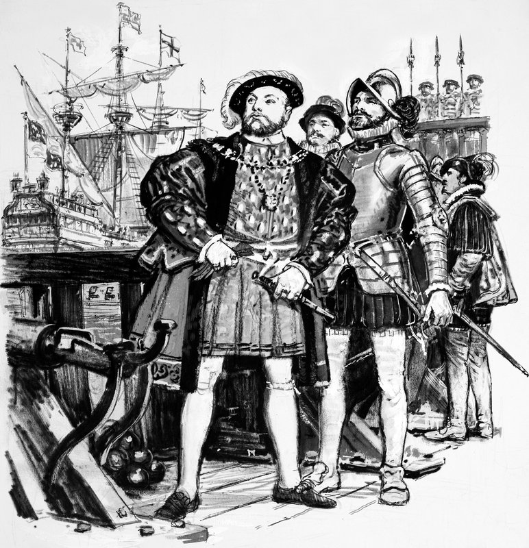 VIII. Henrik, aki mindössze hét-nyolcvanöt hajóból építette fel Anglia haditengerészetét alkotó: English School