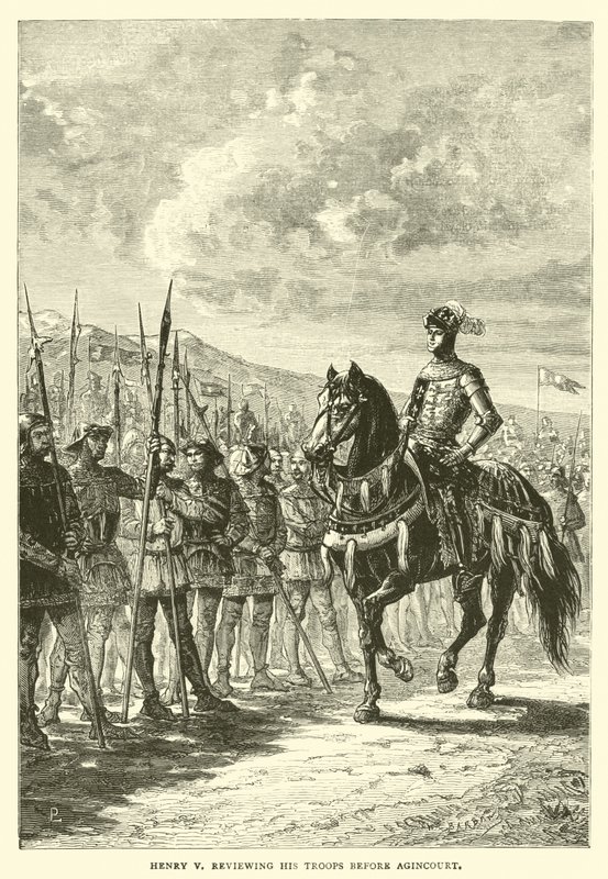 V. Henrik áttekinti csapatait Agincourt előtt alkotó: English School