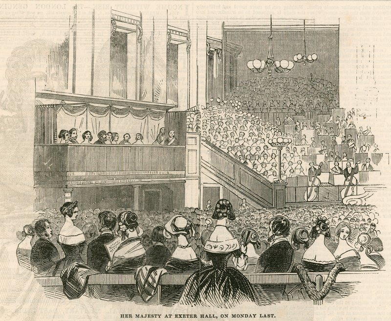 Viktória királynője az Exeter Hallban, Strandben, Londonban alkotó: English School