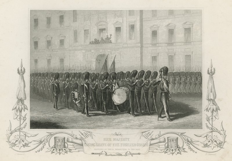 Őfelsége búcsút vesz a Fusilier gárdától alkotó: English School