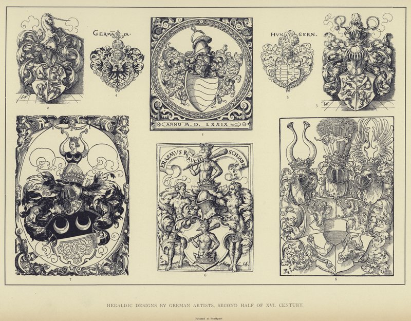 Német művészek heraldikai tervei, XVI. század második fele (litográfia) alkotó: English School