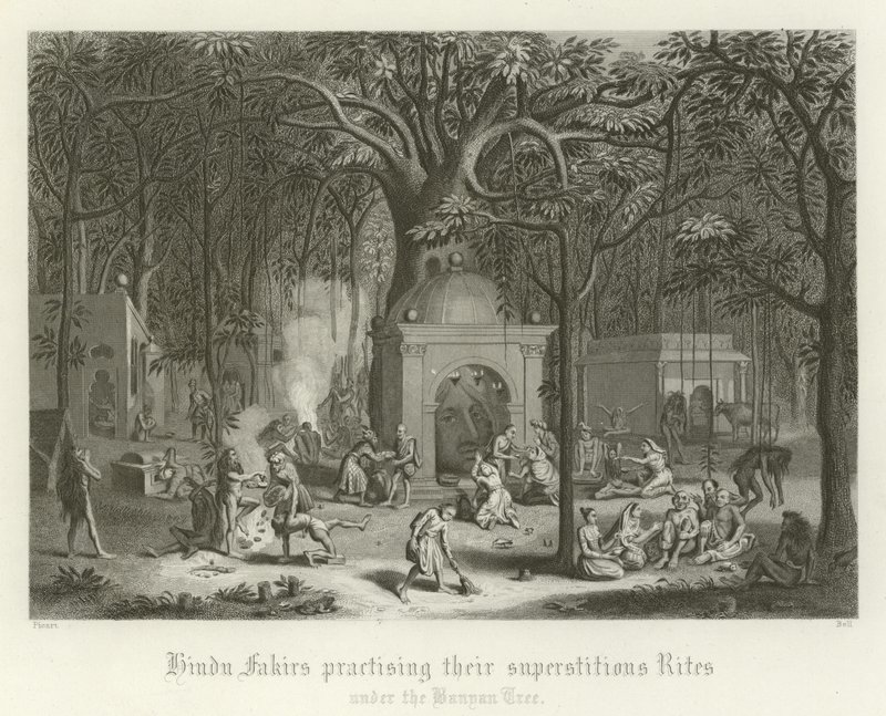 Babonás rítusukat gyakorló hindu fakírok alkotó: English School