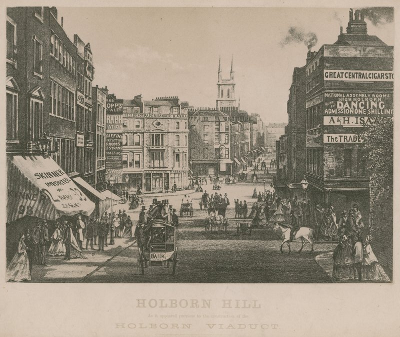 Holborn-hegy, ahogyan a Holborn-viadukt építése előtt is látszott alkotó: English School
