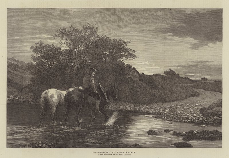 "Hazafelé" a Királyi Akadémia kiállításán (metszet) alkotó: English School
