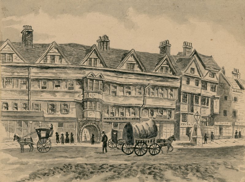 Lóvasút a Staple Inn előtt (papíron wc) alkotó: English School