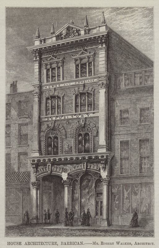 Házépítészet, Barbican, Robert Walker úr, építész (metszet) alkotó: English School