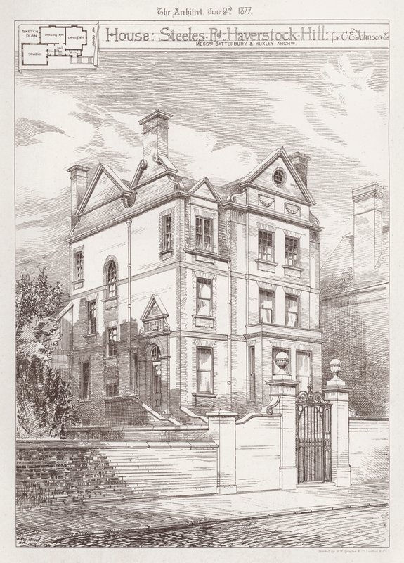 House, Steeles Road, Haverstock Hill, C E Johnson számára (metszet) alkotó: English School