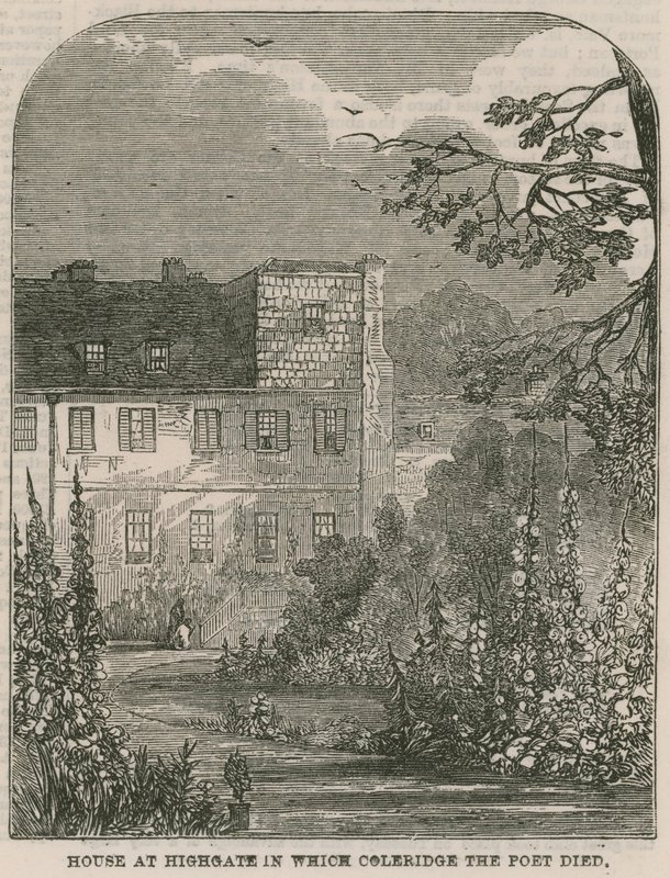 A londoni Highgate-i ház, amelyben Samuel Coleridge, a költő meghalt alkotó: English School