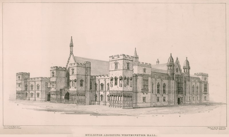 Parlament házai: a Westminster Hall melletti épületek alkotó: English School