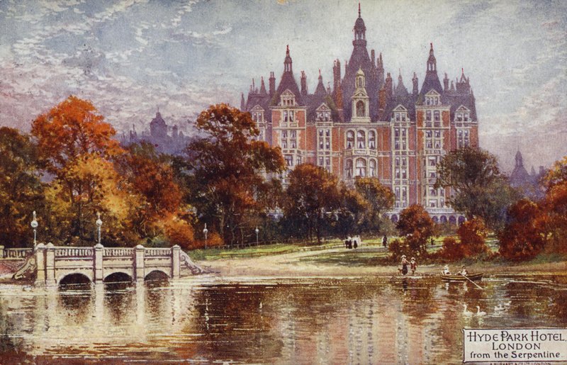 Hyde Park Hotel, London, a Serpentine-ről alkotó: English School