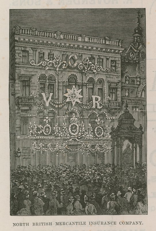 Megvilágítások Az Észak-Briti Mercantile Insurance Company irodáit díszítik alkotó: English School