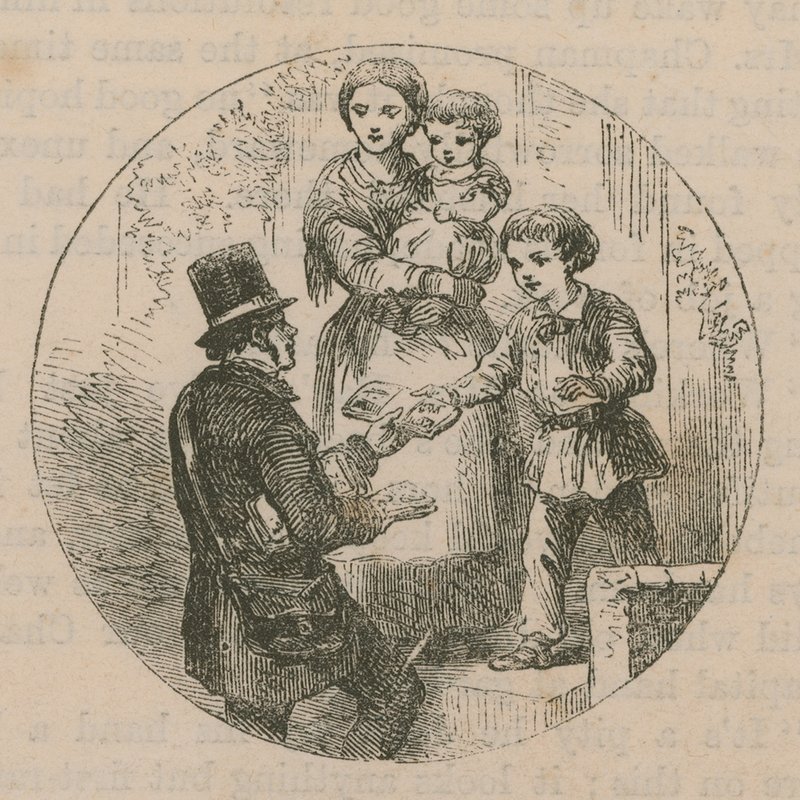 Illusztráció, amely egy postást kézbesít alkotó: English School