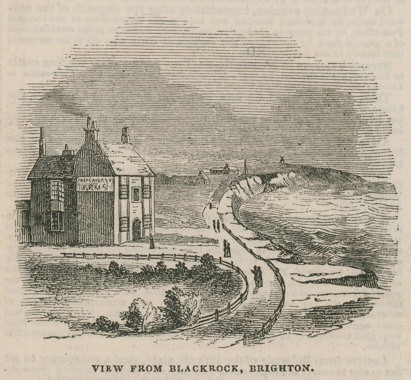 Illusztráció, amely a brightoni földcsuszamlást ábrázolja alkotó: English School