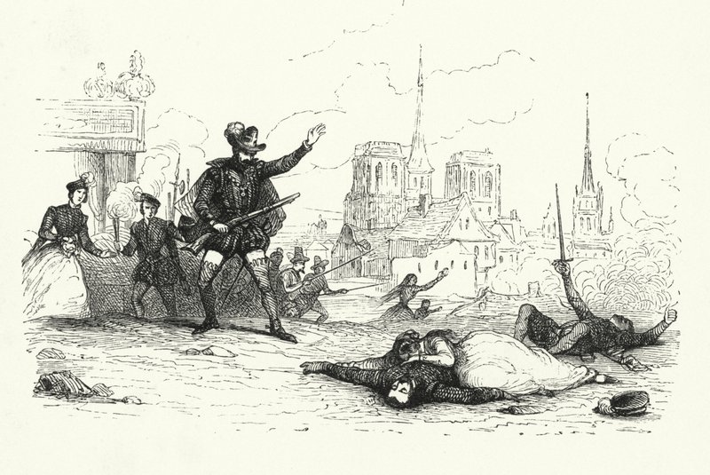 Illusztráció a Les Huguenots-hoz, Giacomo Meyerbeer (metszet) alkotó: English School