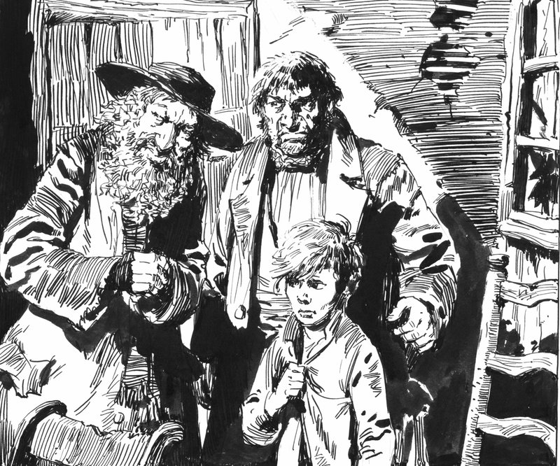 Illusztráció Oliver Twisthez, Charles Dickens (toll és tinta) alkotó: English School
