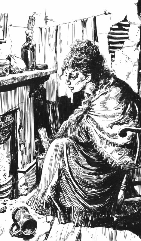 Illusztráció Oliver Twisthez, Charles Dickens (toll és tinta) alkotó: English School