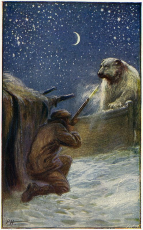 William H. G. Kingston illusztrációja a Peter The Whalerhez (színes litográfia) alkotó: English School