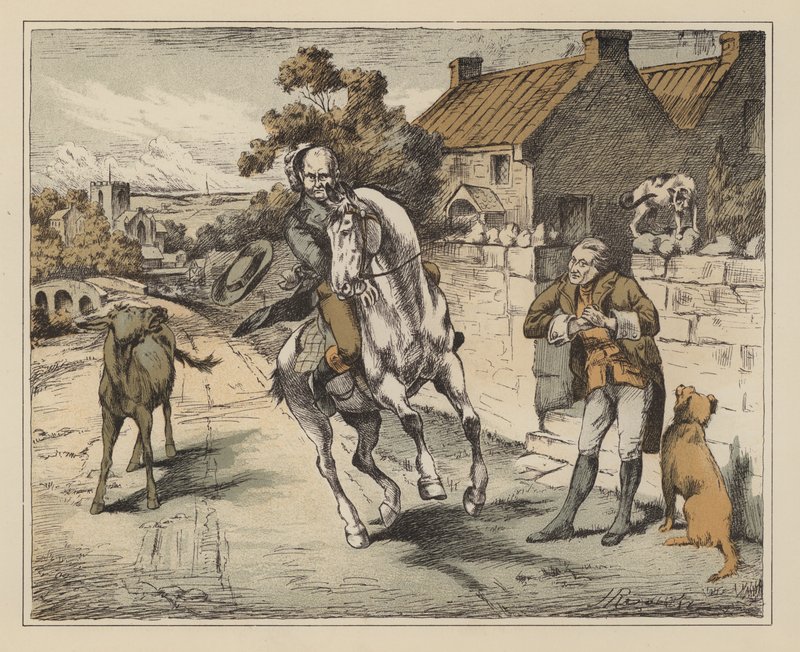Illusztráció William Cowper The Diverting History of John Gilpin című művéhez (színes litográfia) alkotó: English School