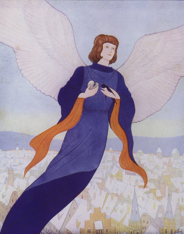 Illusztráció Oscar Wilde A boldog herceg című művéhez (színes litográfia) alkotó: English School