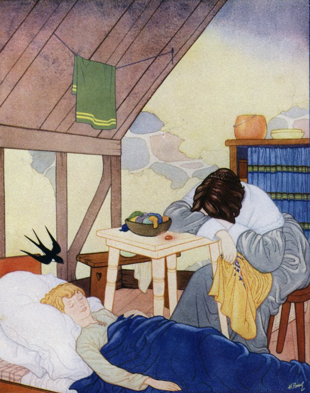 Illusztráció Oscar Wilde A boldog herceg című művéhez (színes litográfia) alkotó: English School