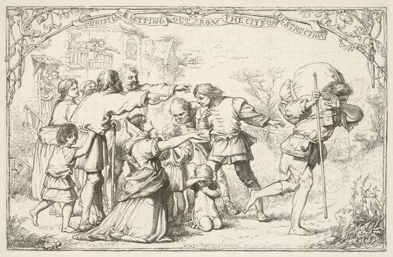 Illusztráció a zarándokok fejlődéséhez, John Bunyantól alkotó: English School