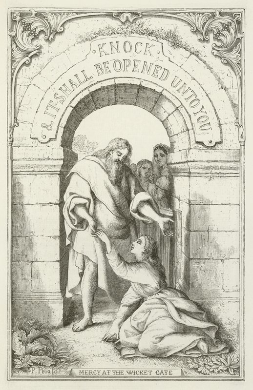 Illusztráció a zarándokok fejlődéséhez, John Bunyantól alkotó: English School