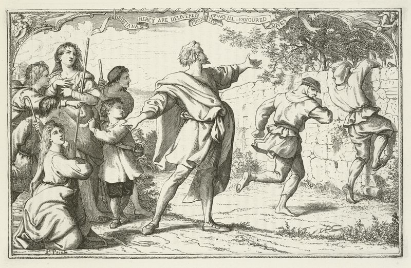 Illusztráció a zarándokok fejlődéséhez, John Bunyantól alkotó: English School