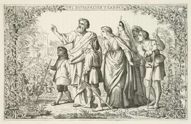 Illusztráció a zarándokok fejlődéséhez, John Bunyantól alkotó: English School