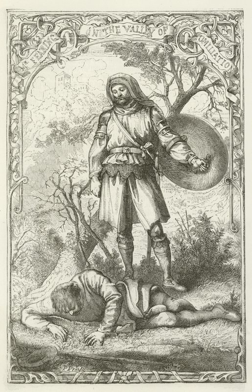 Illusztráció a zarándokok fejlődéséhez, John Bunyantól alkotó: English School