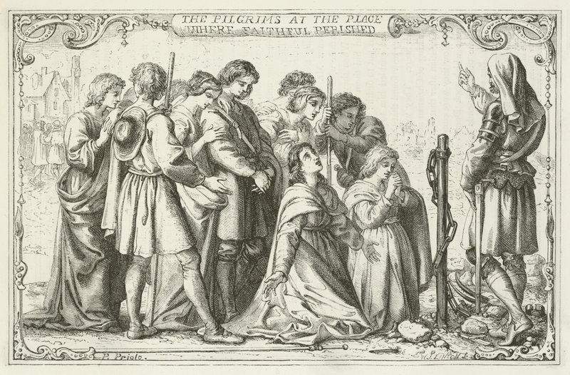 Illusztráció a zarándokok fejlődéséhez, John Bunyantól alkotó: English School