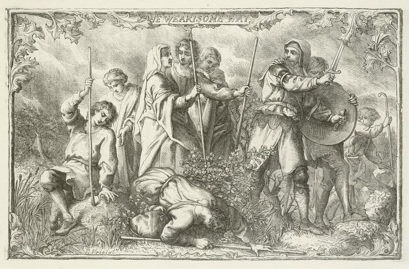 Illusztráció a zarándokok fejlődéséhez, John Bunyantól alkotó: English School