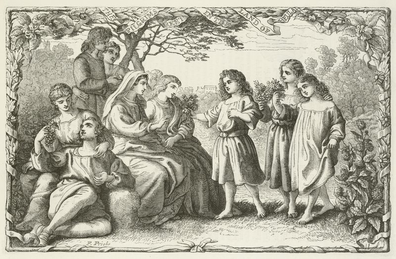 Illusztráció a zarándokok fejlődéséhez, John Bunyantól alkotó: English School