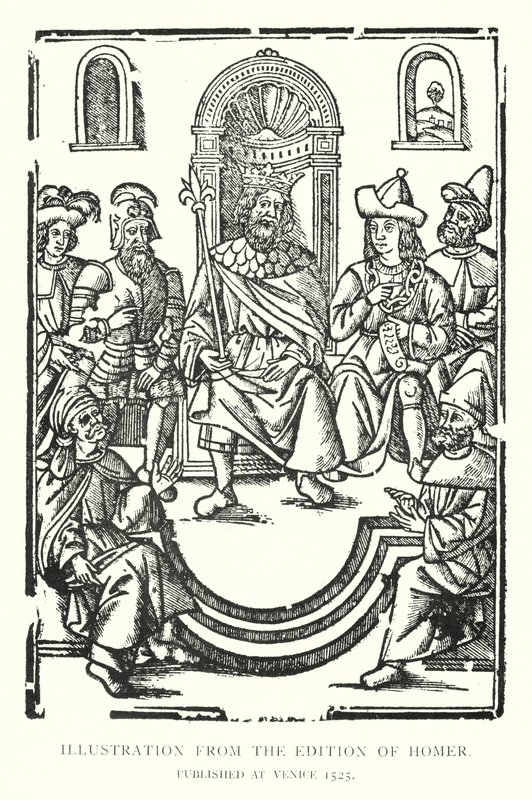Illusztráció Homérosz kiadásából, 1525-ben Velencében (litho) alkotó: English School