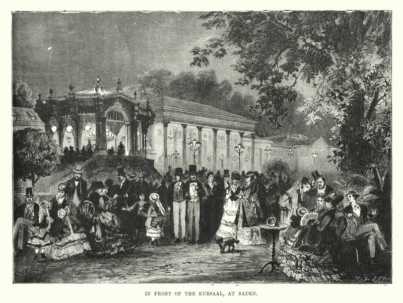 A Kursaal előtt, Badenben (metszet) alkotó: English School