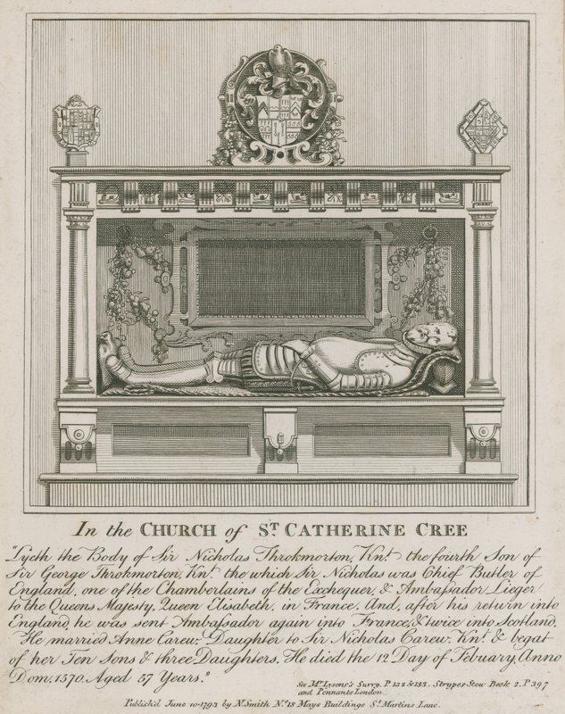 A St Catherine Cree templomban Sir Nicholas Throkmorton holtteste fekszik alkotó: English School