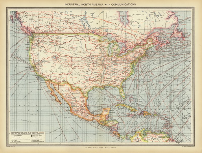 Ipari Észak-Amerika kommunikációval (színes litho) alkotó: English School