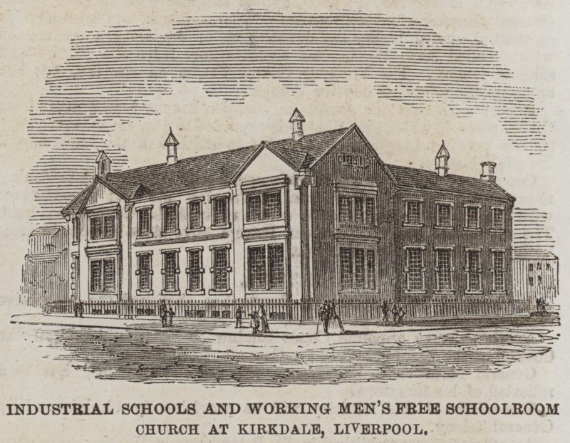 Ipari iskolák és dolgozó férfiak szabadiskolai temploma, Kirkdale, Liverpool (metszet) alkotó: English School
