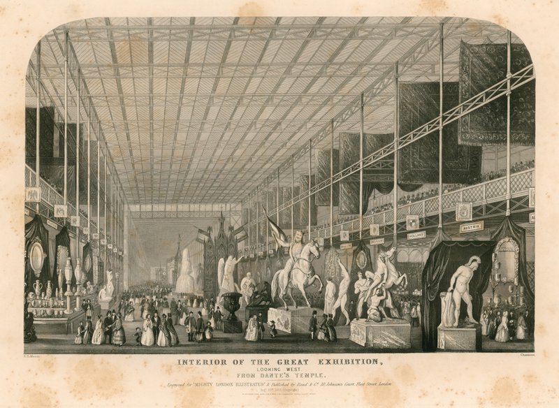 Belső nézet nyugat felé a Dantes-templomból, Nagy kiállítás, 1851 alkotó: English School