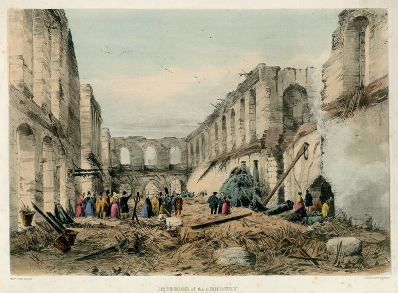 A fegyvertár belseje, Tower of London Fire, 1841 alkotó: English School