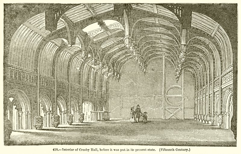 A Crosby Hall belseje, mielőtt a jelenlegi állapotába került. (Tizenötödik század) alkotó: English School