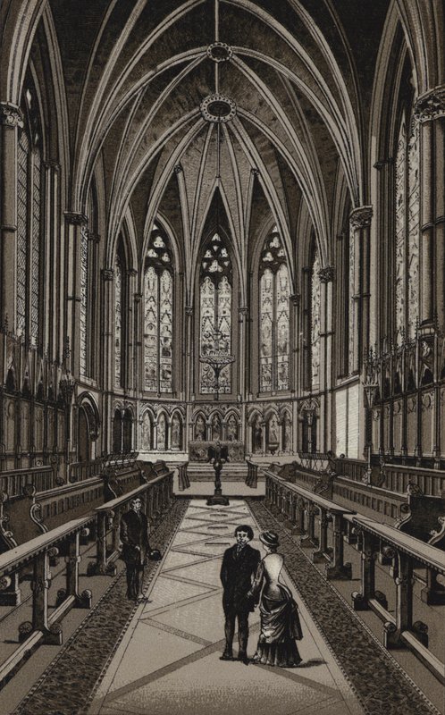 Exeter College Chapel belseje, Oxford (litho) alkotó: English School